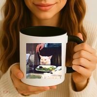 Dinner Table Cat Meme Funny Internet Yelling Coffee Mug thumb 3