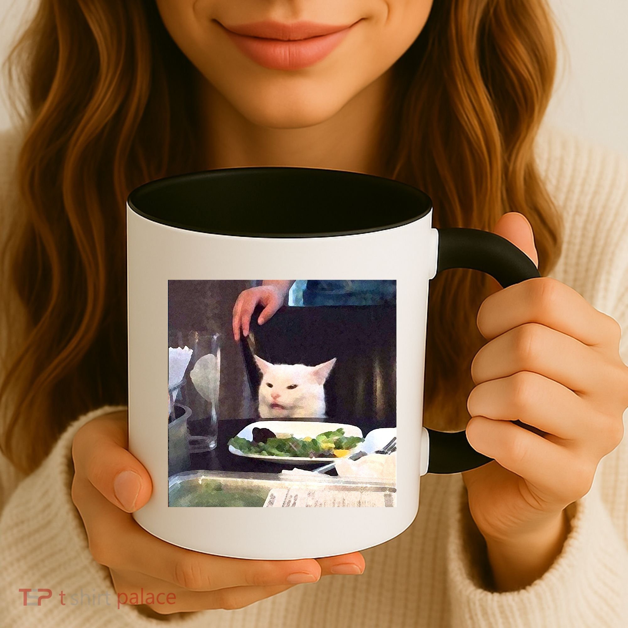 Dinner Table Cat Meme Funny Internet Yelling Coffee Mug