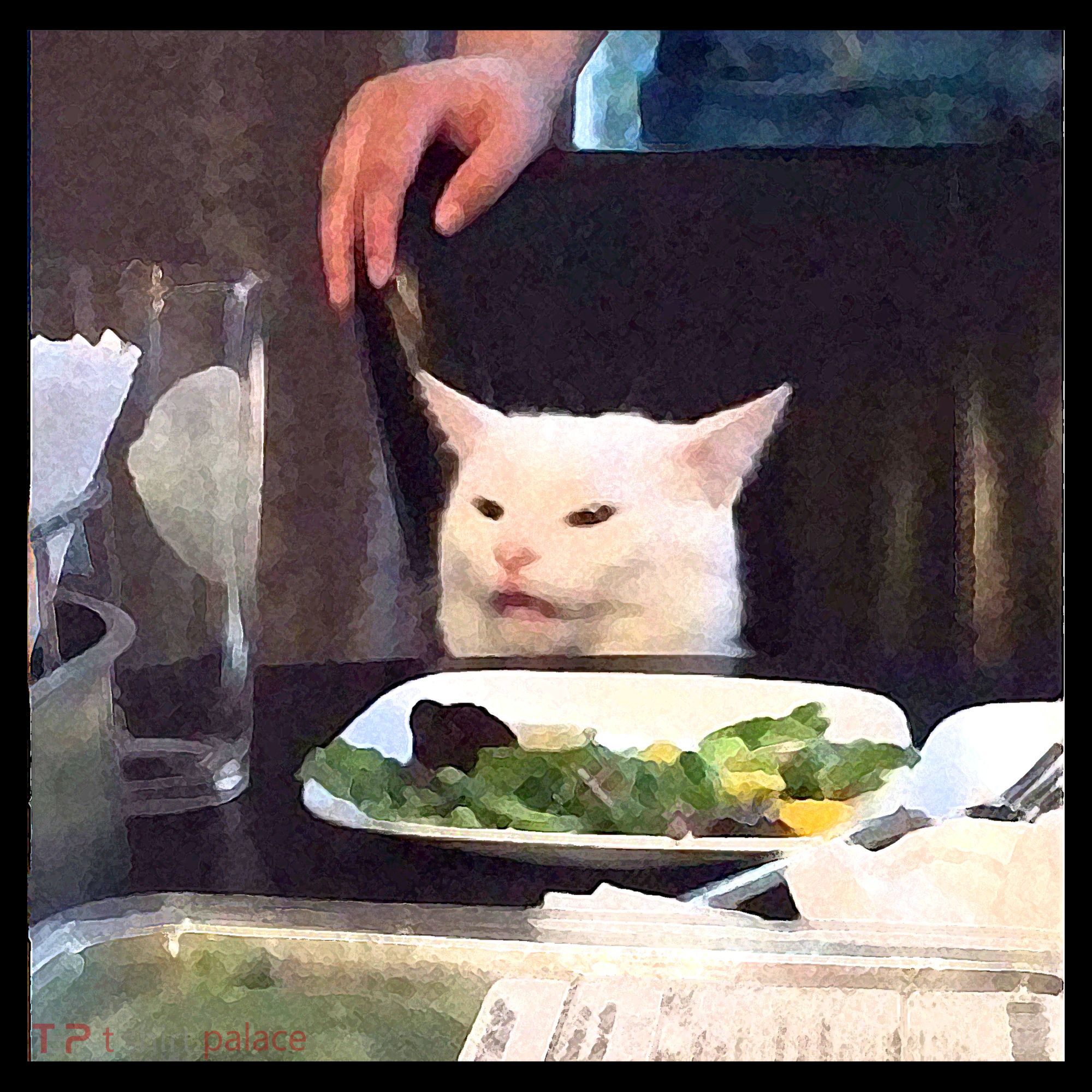 Dinner Table Cat Meme Funny Internet Yelling Coffee Mug