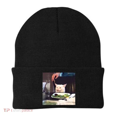 Dinner Table Cat Meme Funny Internet Yelling Beanie