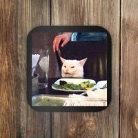 Dinner Table Cat Meme Funny Internet Yelling Coaster thumb 0