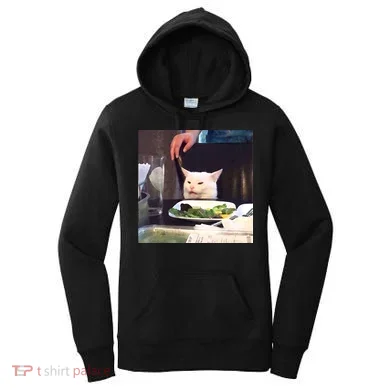 Dinner Table Cat Meme Funny Internet Yelling Women's Hoodie