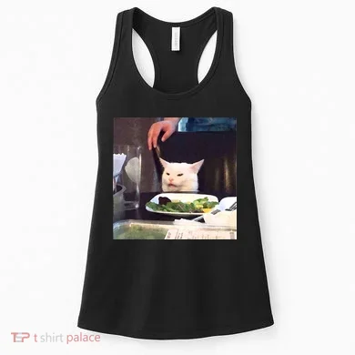 Dinner Table Cat Meme Funny Internet Yelling Women's Tank Top