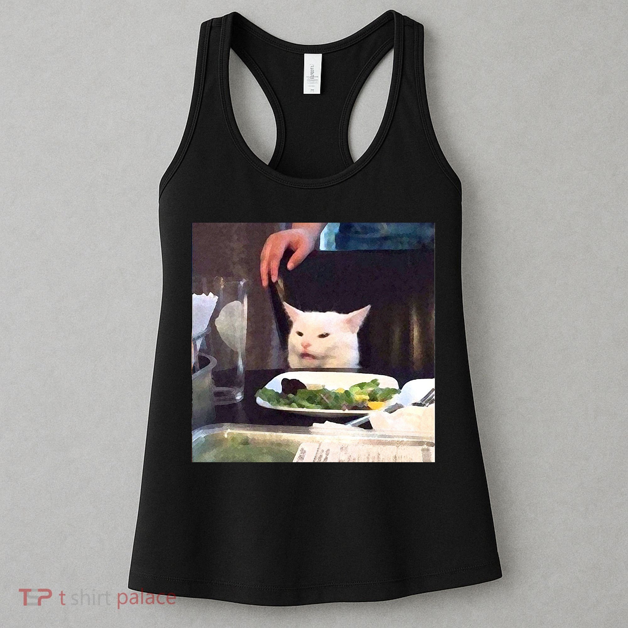 Dinner Table Cat Meme Funny Internet Yelling Women's Tank Top