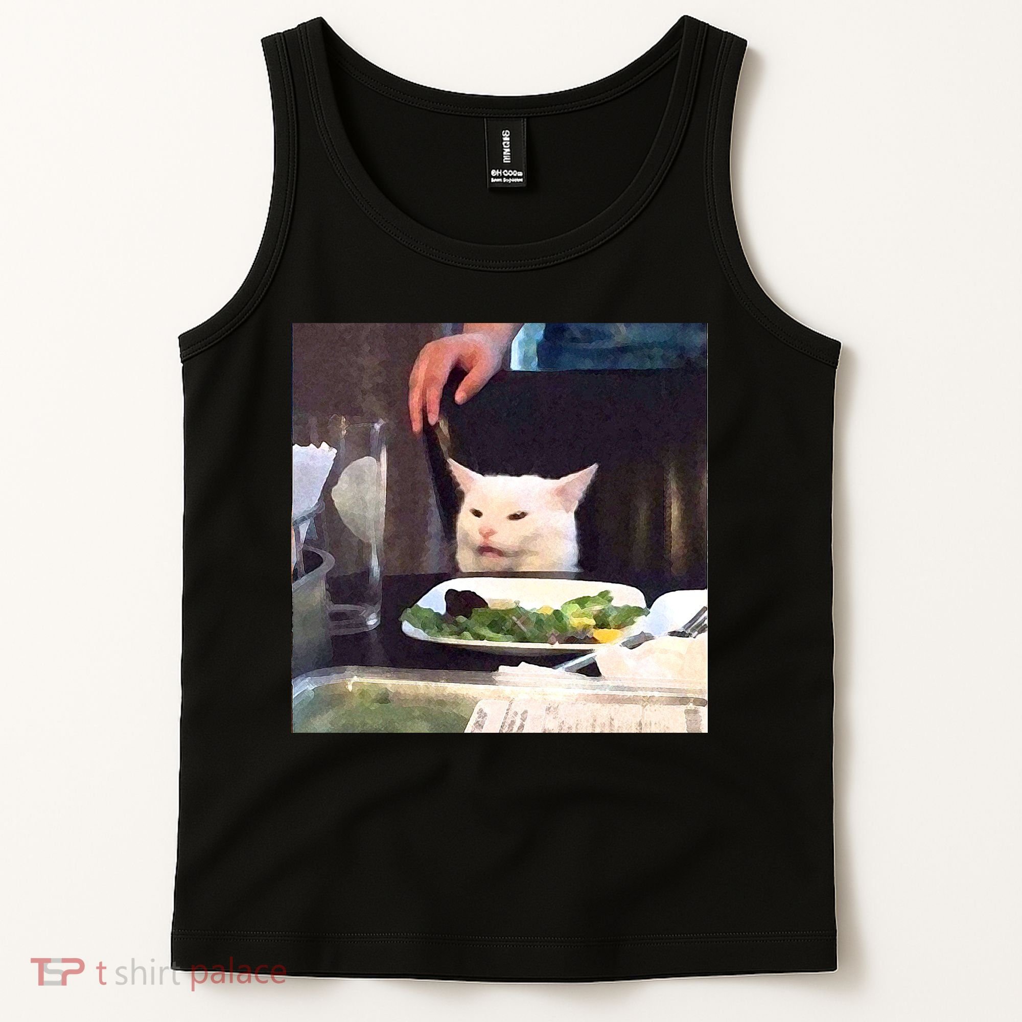 Dinner Table Cat Meme Funny Internet Yelling Tank Top