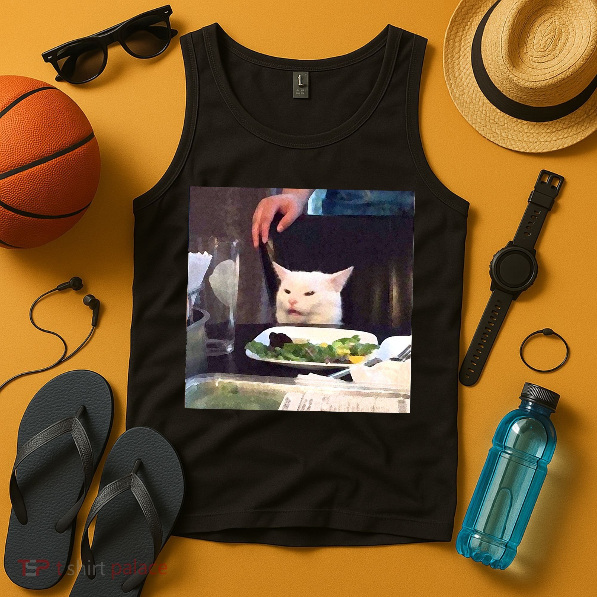Dinner Table Cat Meme Funny Internet Yelling Tank Top