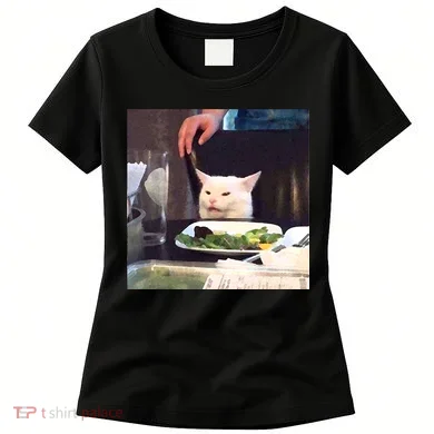 Dinner Table Cat Meme Funny Internet Yelling Women's T-Shirt