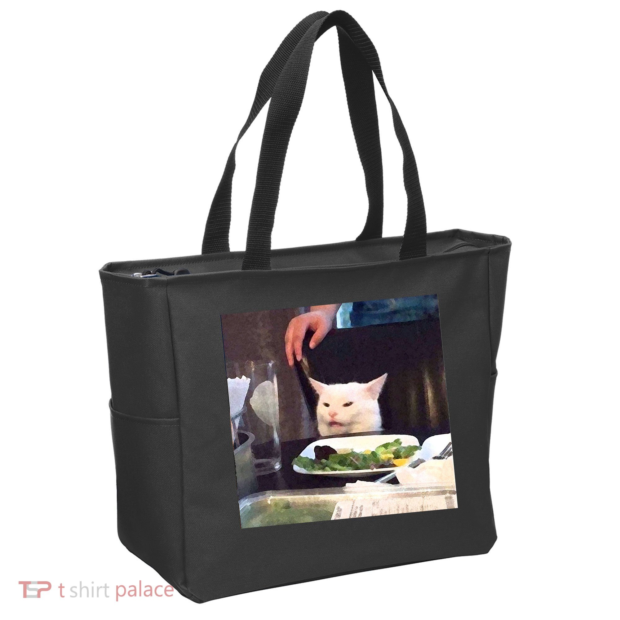 Dinner Table Cat Meme Funny Internet Yelling Tote Bag