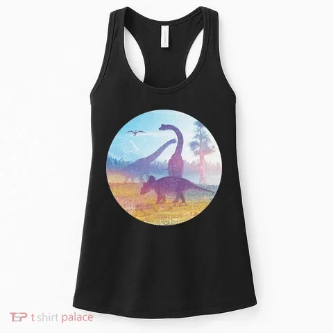 Dinosaur Landscape Women's Tank Top in the selected color
