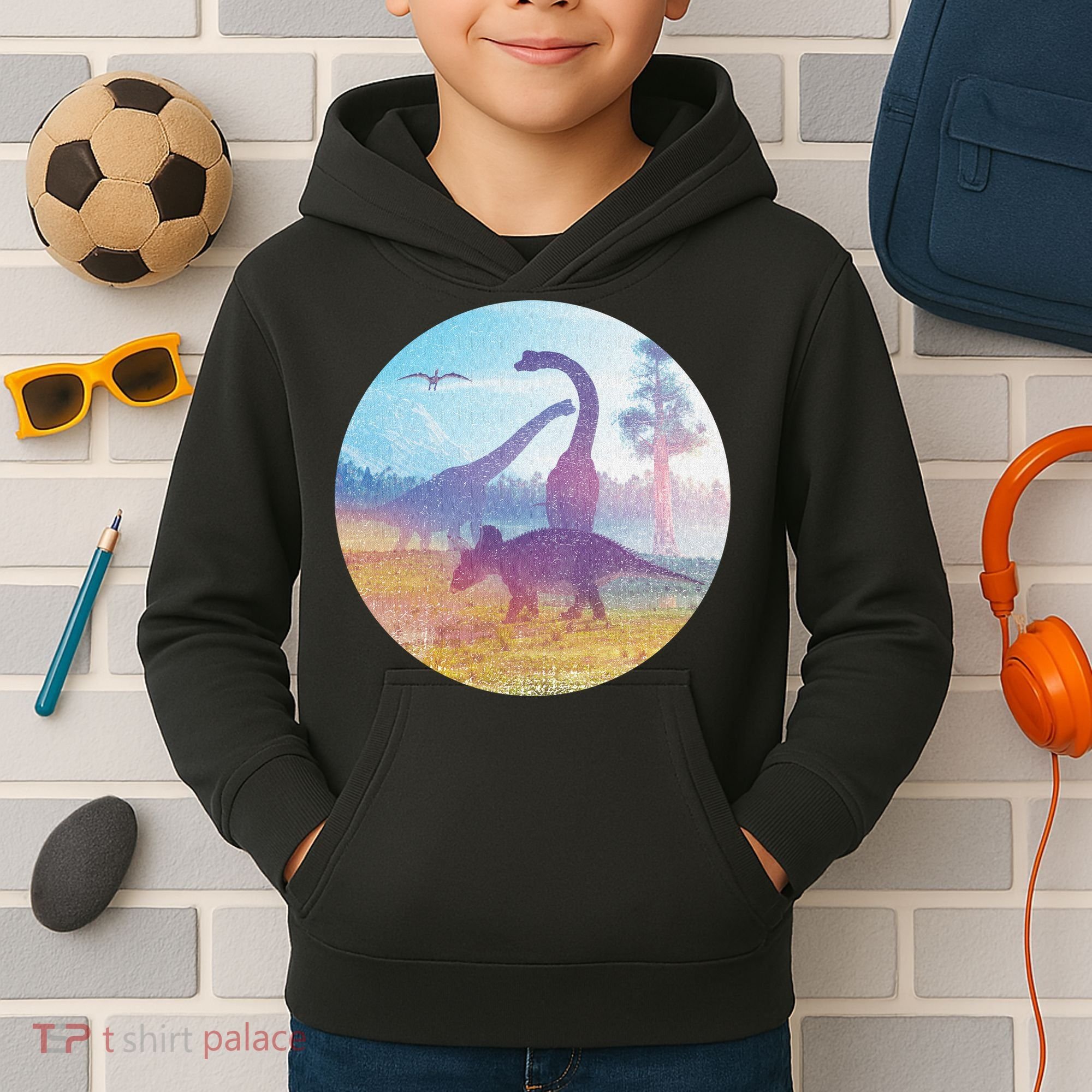 Dinosaur Landscape Kids Hoodie