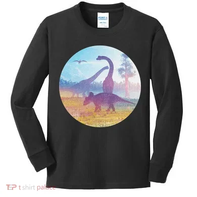 Dinosaur Landscape Kids Long Sleeve Shirt