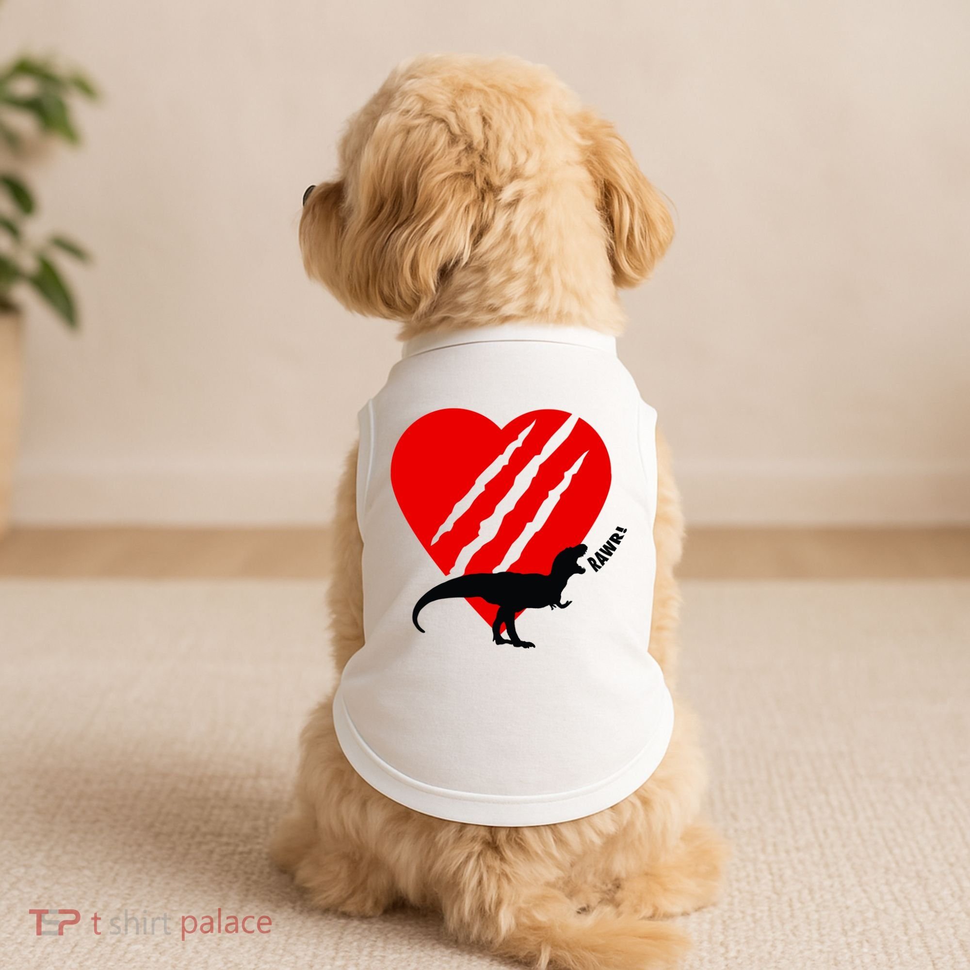 Dinosaur RAWR Valentine's Day Doggie Tank