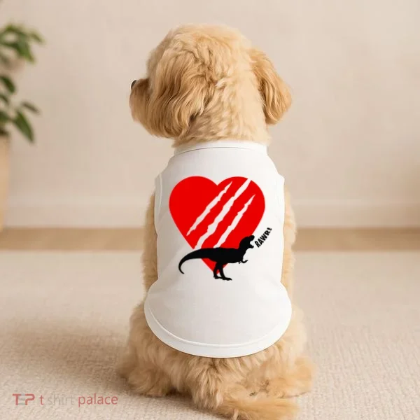 Dinosaur RAWR Valentine's Day Doggie Tank