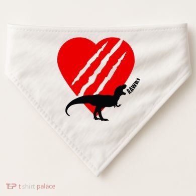 Dinosaur RAWR Valentine's Day USA-Made Doggie Bandana