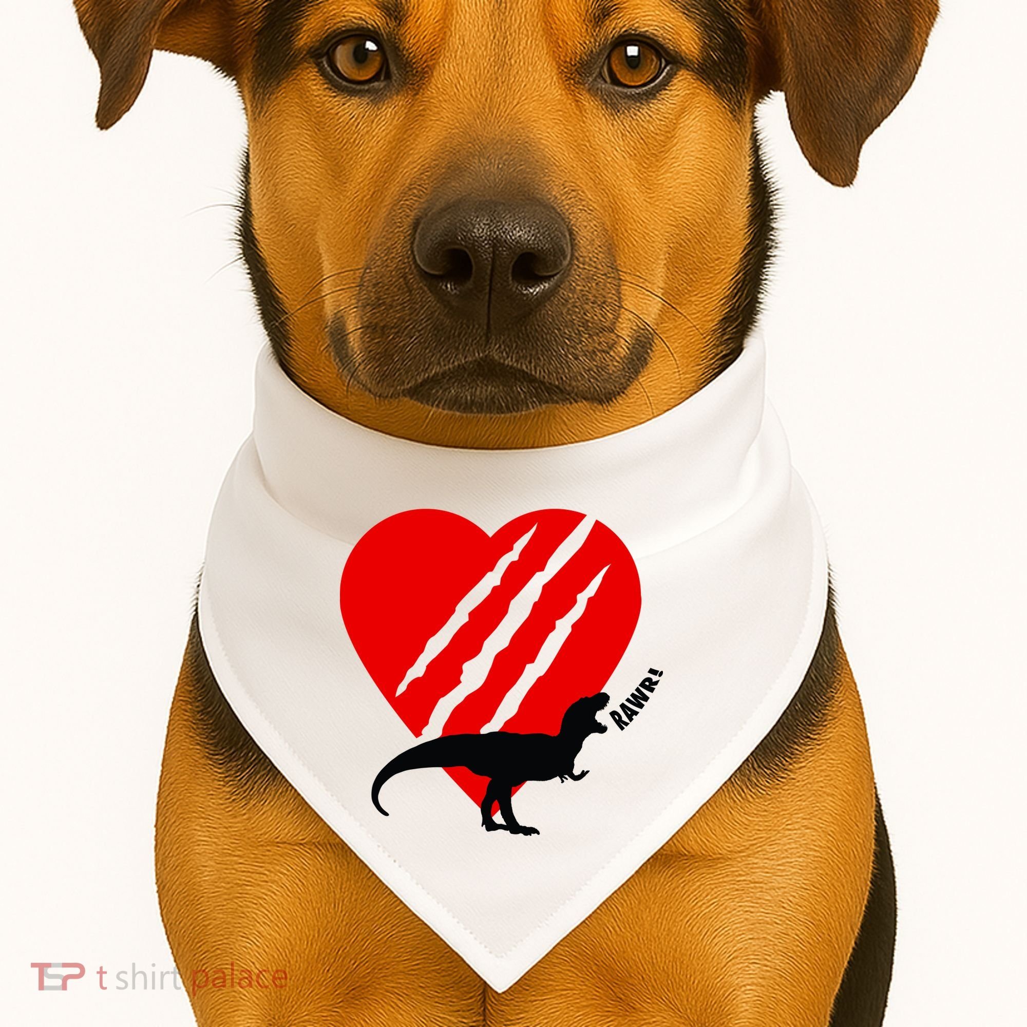 Dinosaur RAWR Valentine's Day USA-Made Doggie Bandana