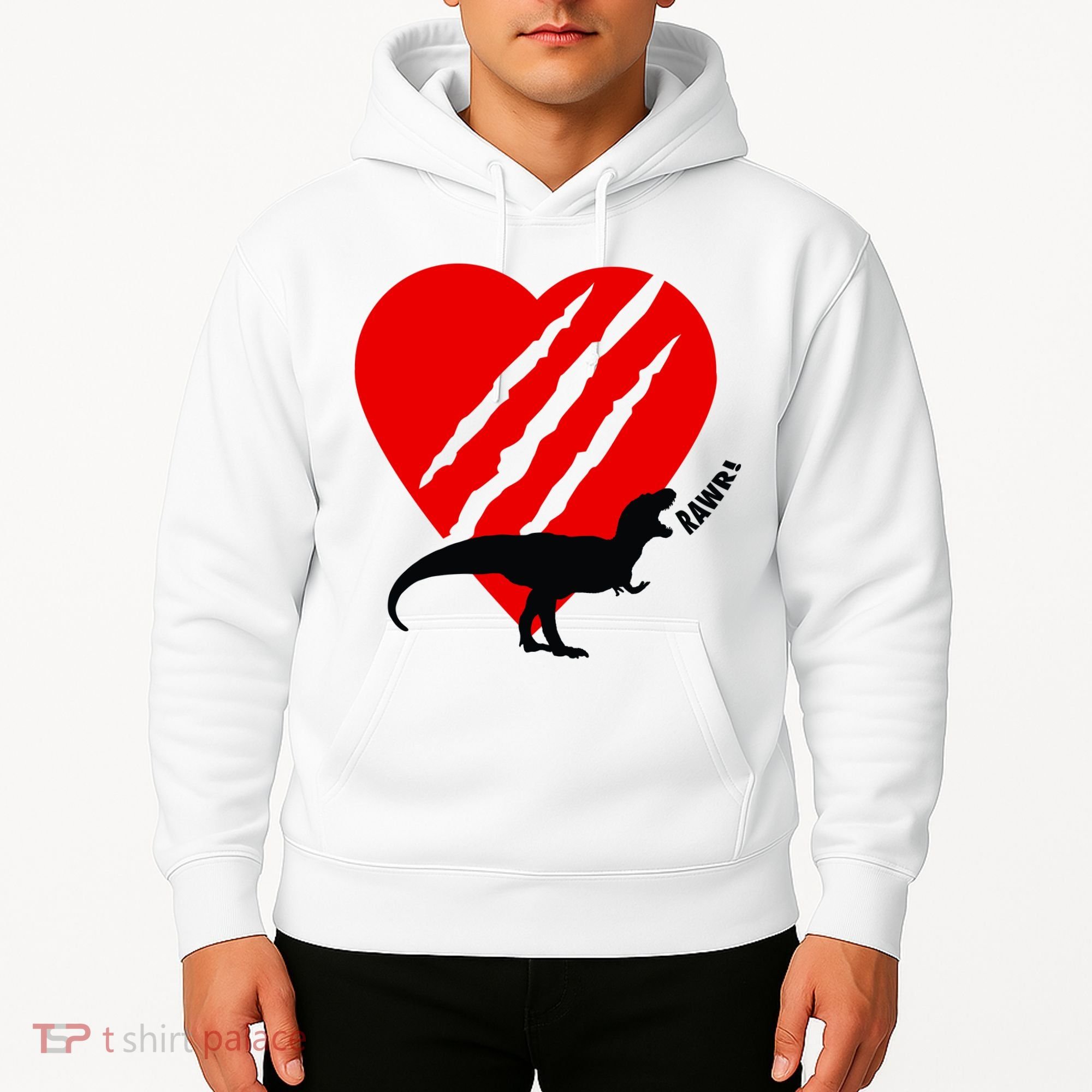 Dinosaur RAWR Valentine's Day Hoodie