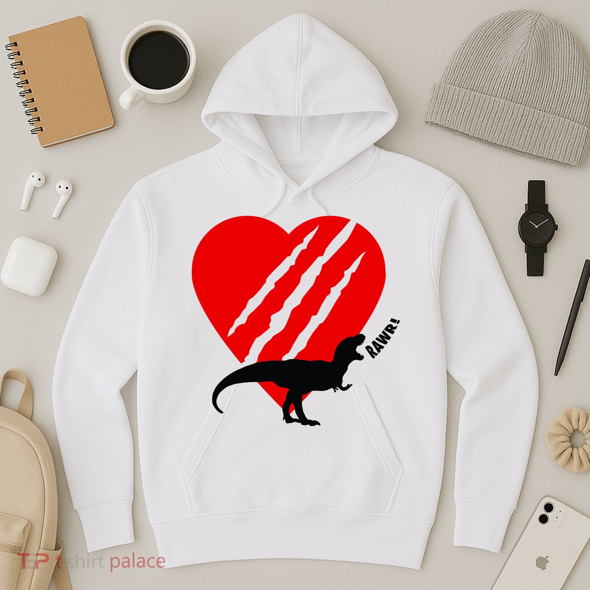 Dinosaur RAWR Valentine's Day Hoodie