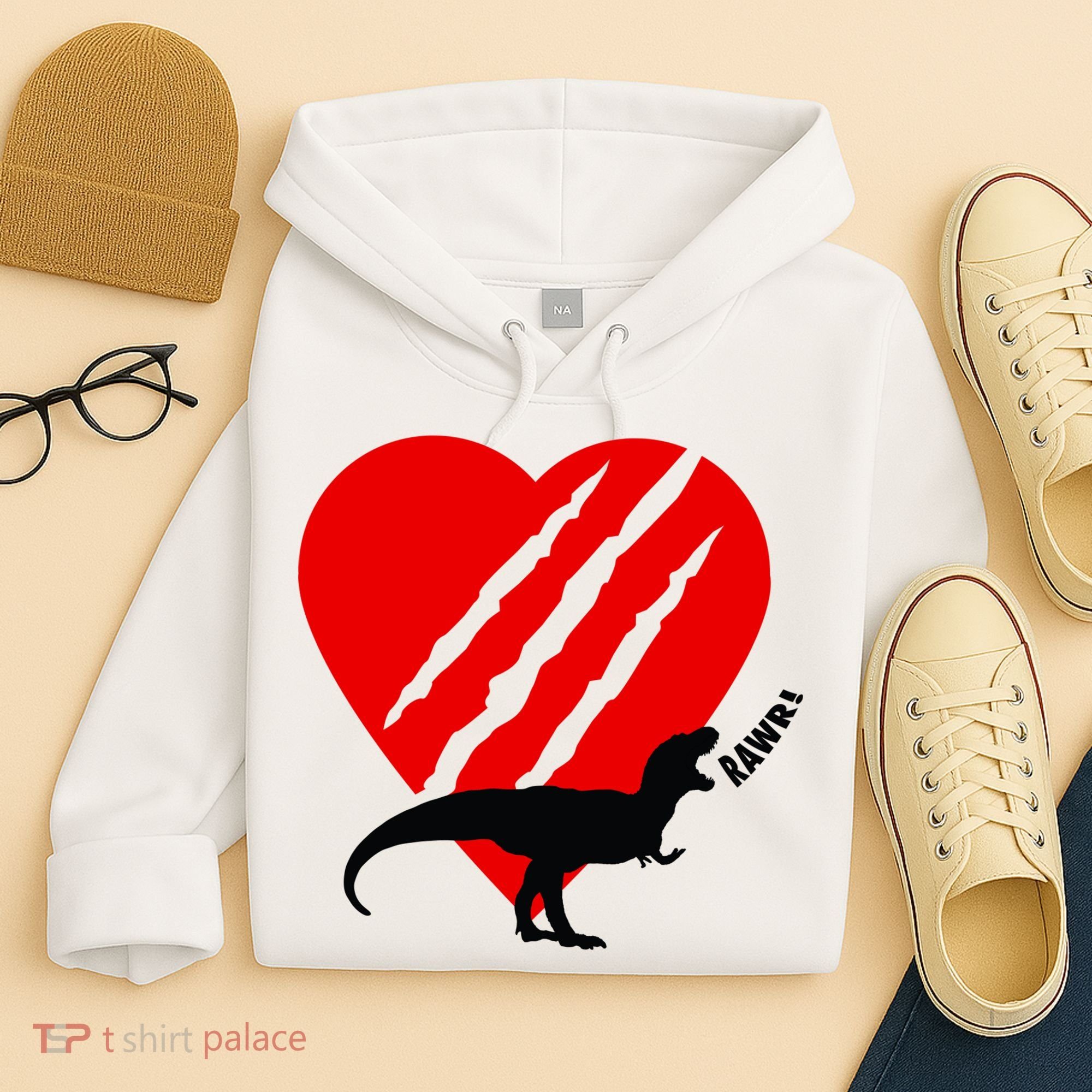 Dinosaur RAWR Valentine's Day Hoodie