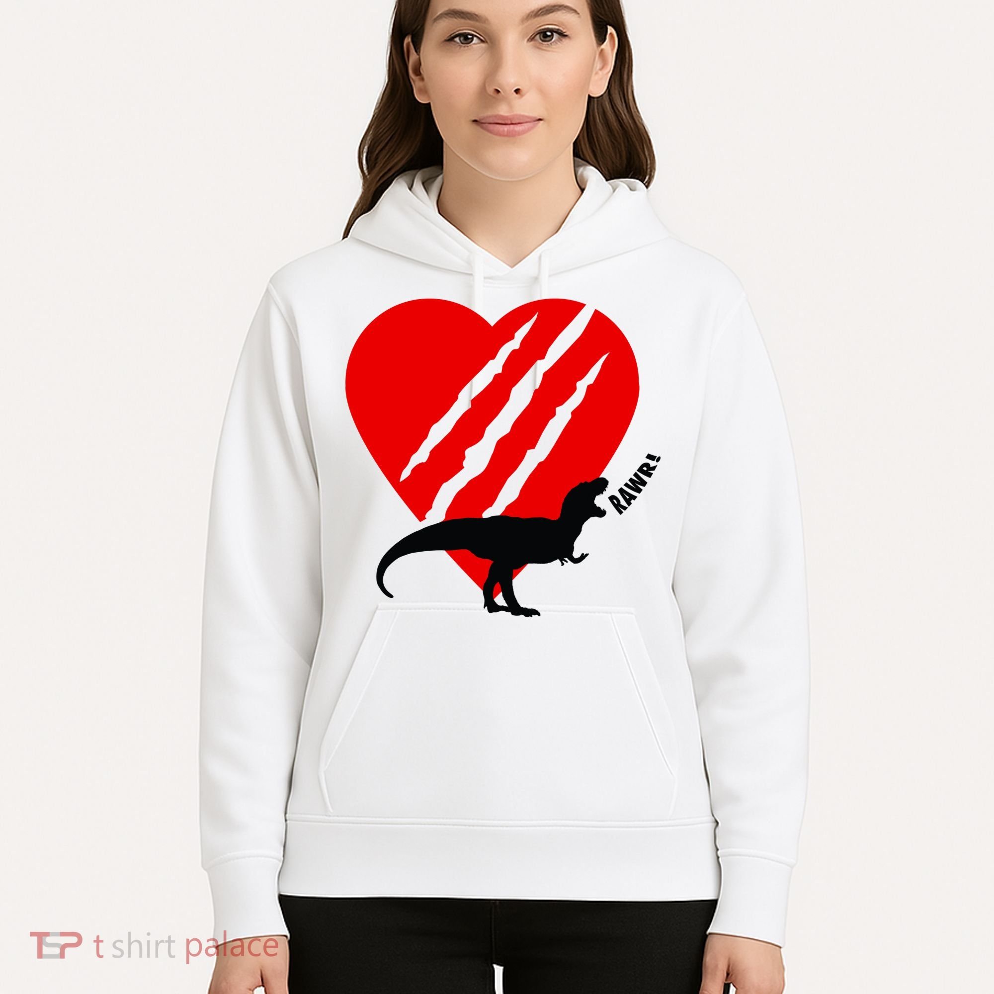 Dinosaur RAWR Valentine's Day Hoodie