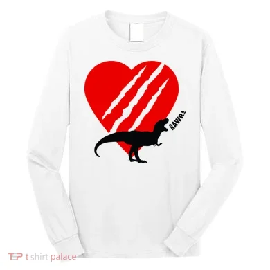 Dinosaur RAWR Valentine's Day Long Sleeve Shirt
