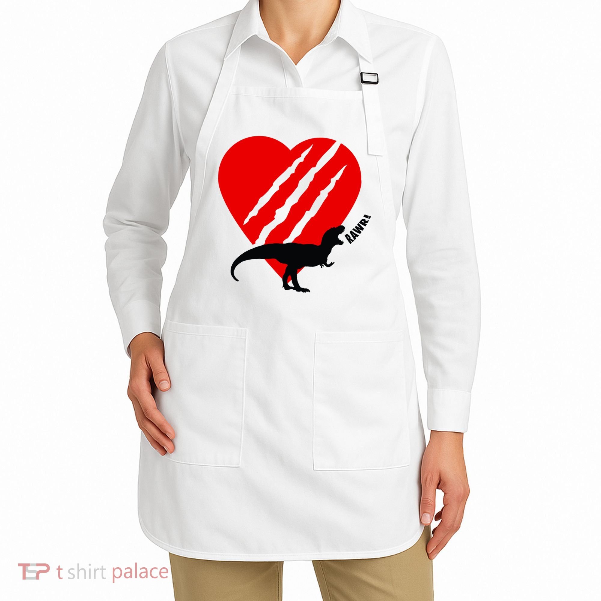 Dinosaur RAWR Valentine's Day Apron