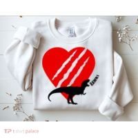 Dinosaur RAWR Valentine's Day Sweatshirt thumb 2
