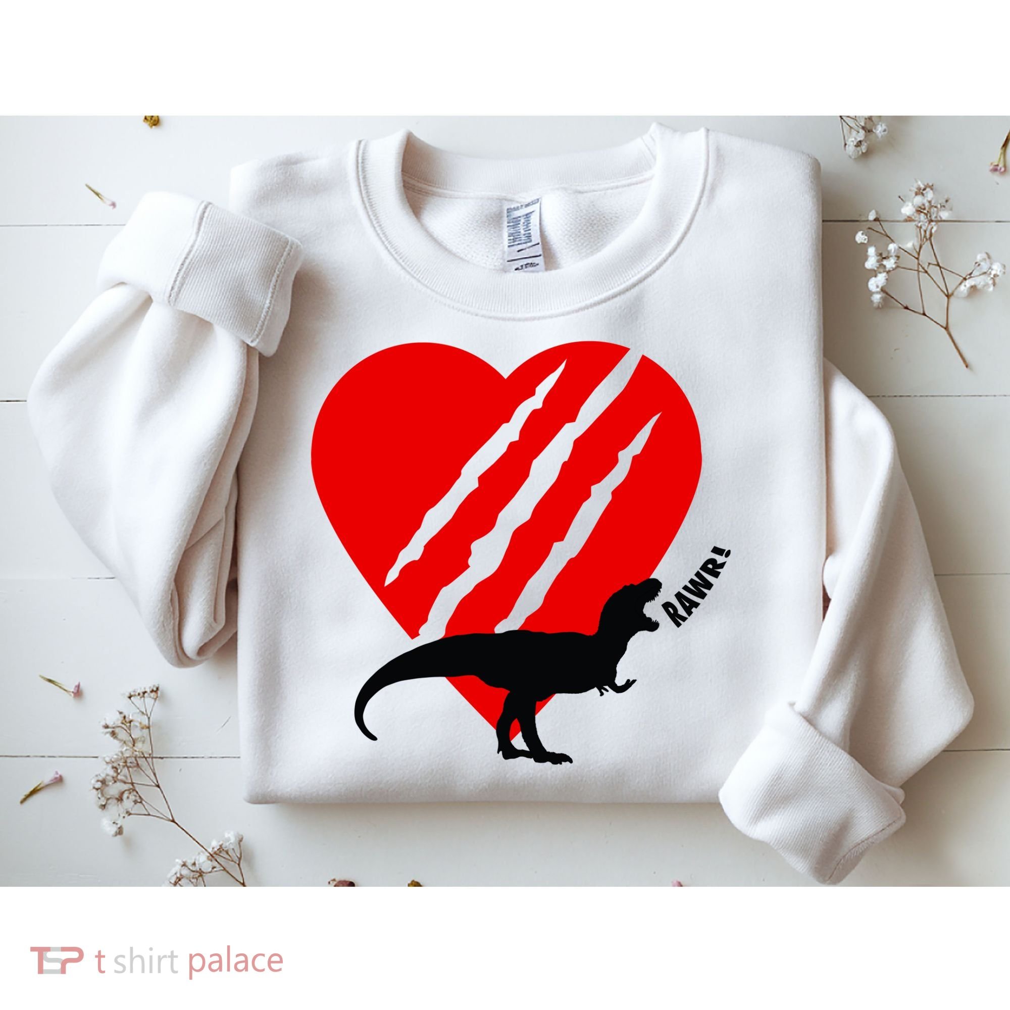 Dinosaur RAWR Valentine's Day Sweatshirt