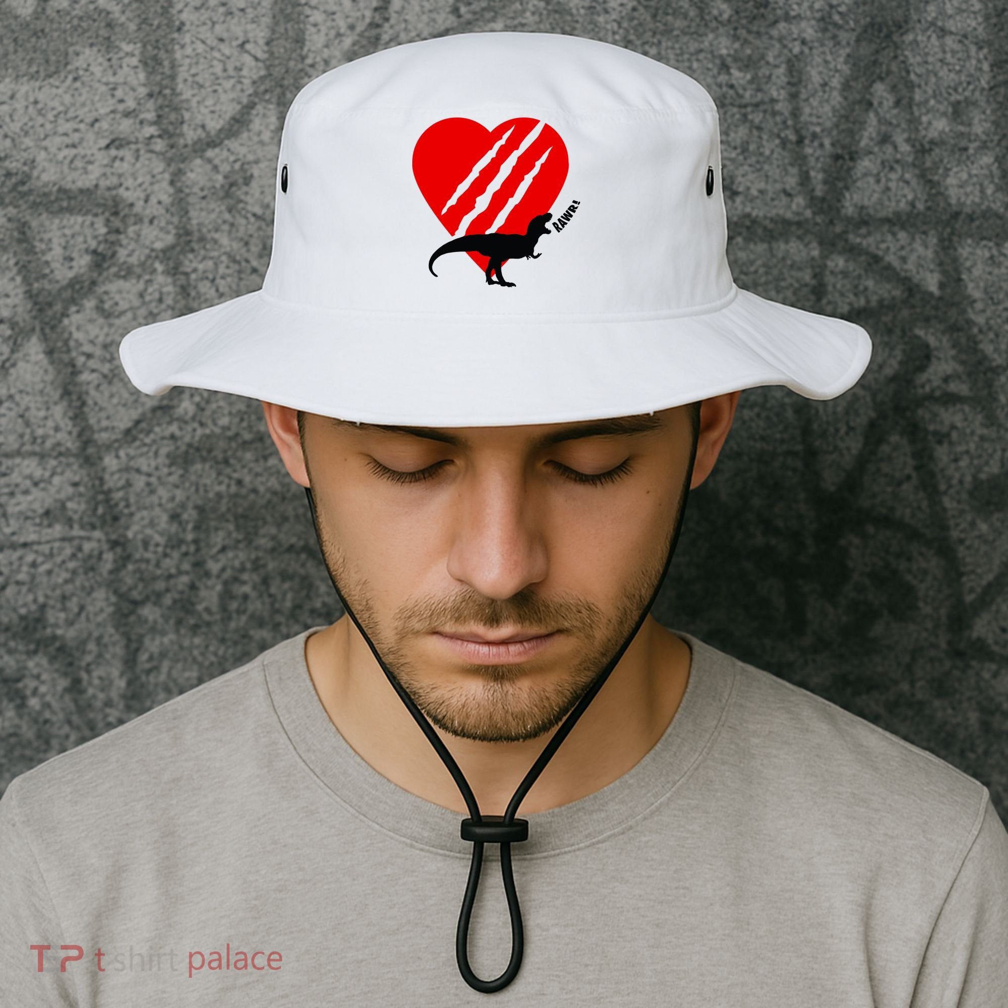 Dinosaur RAWR Valentine's Day Bucket Hat