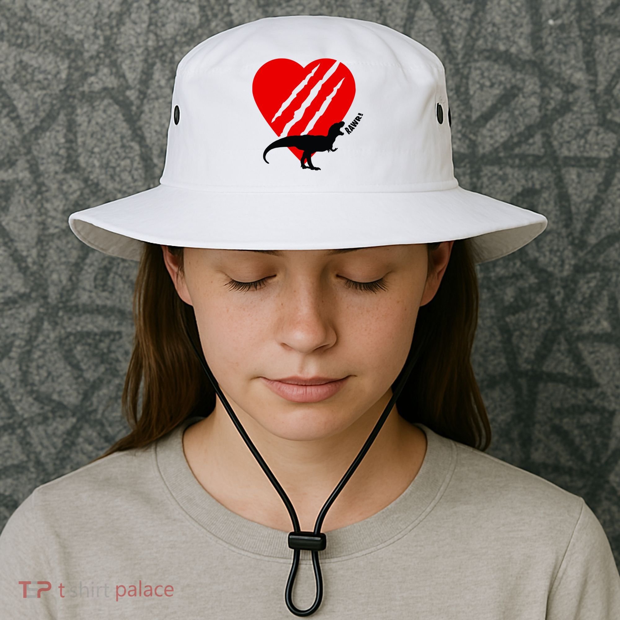 Dinosaur RAWR Valentine's Day Bucket Hat