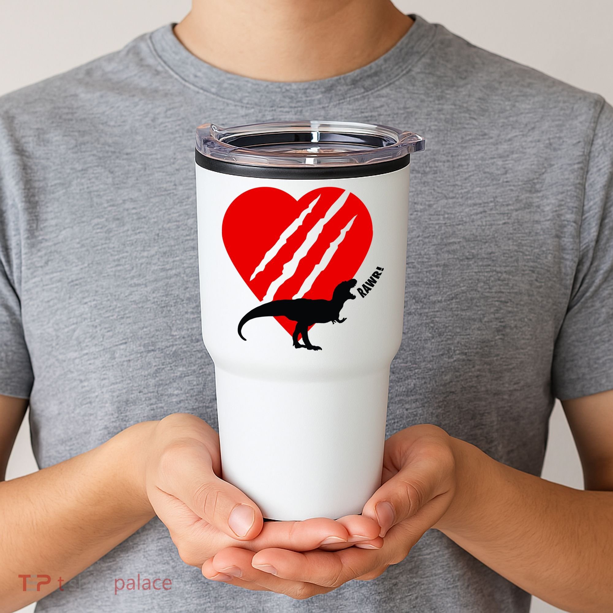 Dinosaur RAWR Valentine's Day Tumbler