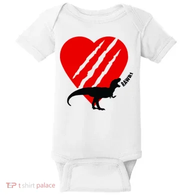 Dinosaur RAWR Valentine's Day Baby Bodysuit