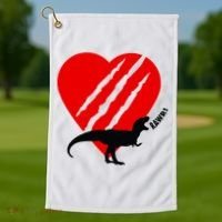 Dinosaur RAWR Valentine's Day Golf Towel thumb 1