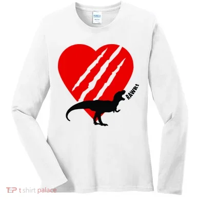 Dinosaur RAWR Valentine's Day Women's Long Sleeve Shirt