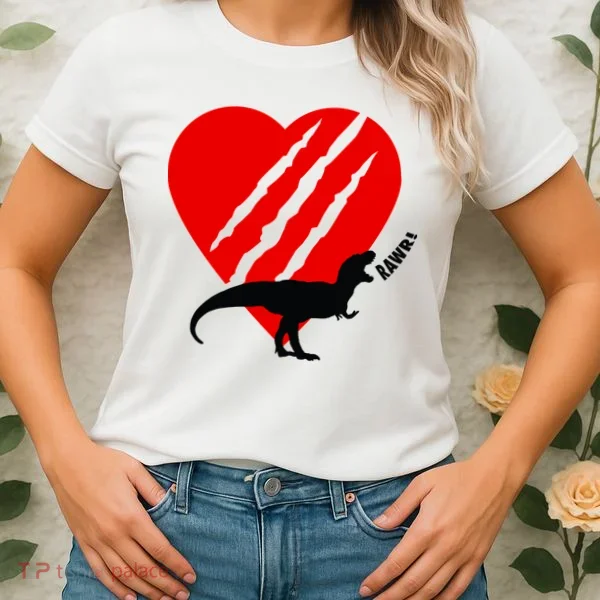 Dinosaur RAWR Valentine's Day Women's T-Shirt