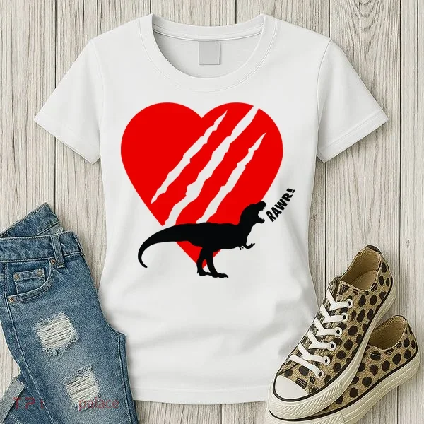 Dinosaur RAWR Valentine's Day Women's T-Shirt