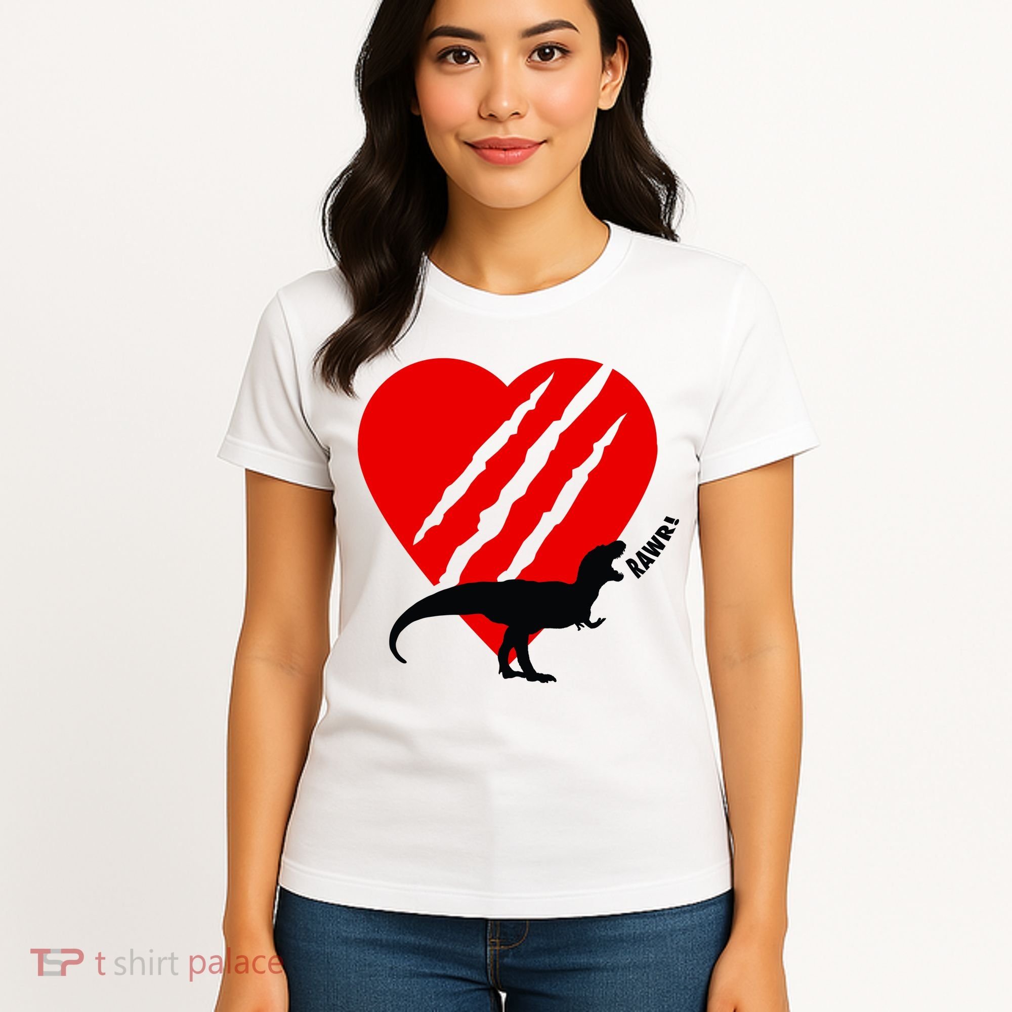 Dinosaur RAWR Valentine's Day Women's T-Shirt