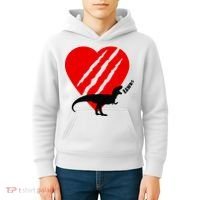 Dinosaur RAWR Valentine's Day Kids Hoodie thumb 4
