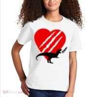 Dinosaur RAWR Valentine's Day Kids T-Shirt thumb 2