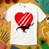 Dinosaur RAWR Valentine's Day Kids T-Shirt thumb 3