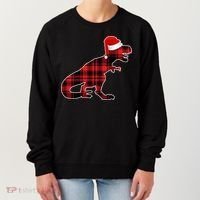 Dinosaur Santa Plaid Women's Sweatshirt thumb 0