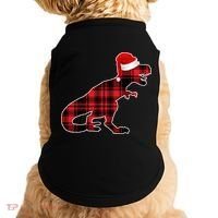 Dinosaur Santa Plaid Doggie Tank thumb 0