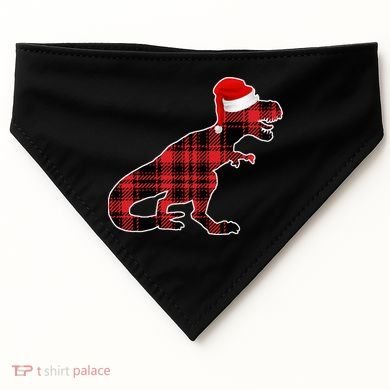 Dinosaur Santa Plaid USA-Made Doggie Bandana
