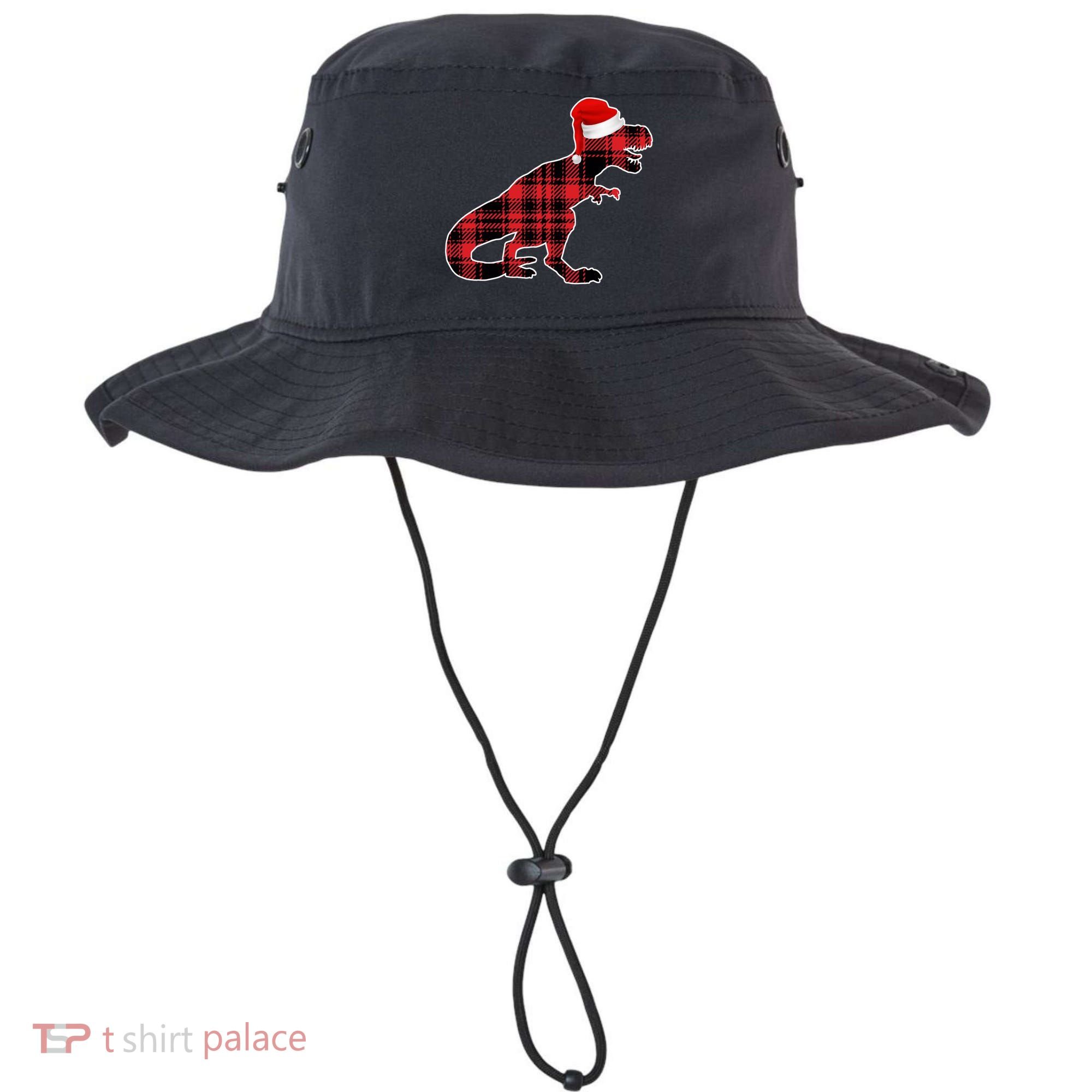 Dinosaur Santa Plaid Bucket Hat