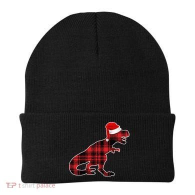 Dinosaur Santa Plaid Beanie