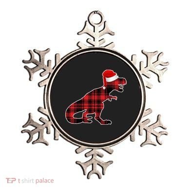 Dinosaur Santa Plaid Ornament