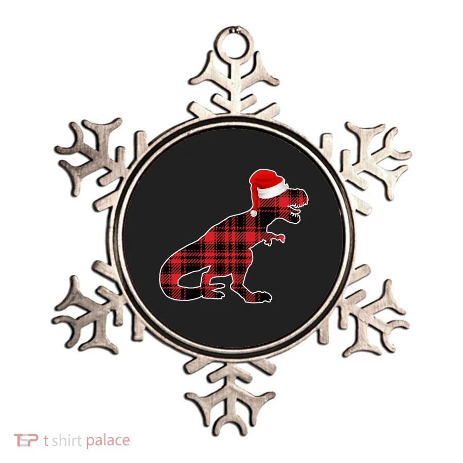 Dinosaur Santa Plaid Ornament