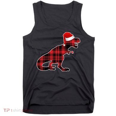 Dinosaur Santa Plaid Tank Top