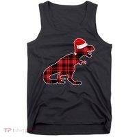 Dinosaur Santa Plaid Tank Top thumb 0