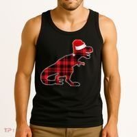 Dinosaur Santa Plaid Tank Top thumb 3