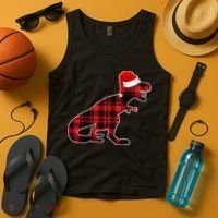 Dinosaur Santa Plaid Tank Top thumb 4
